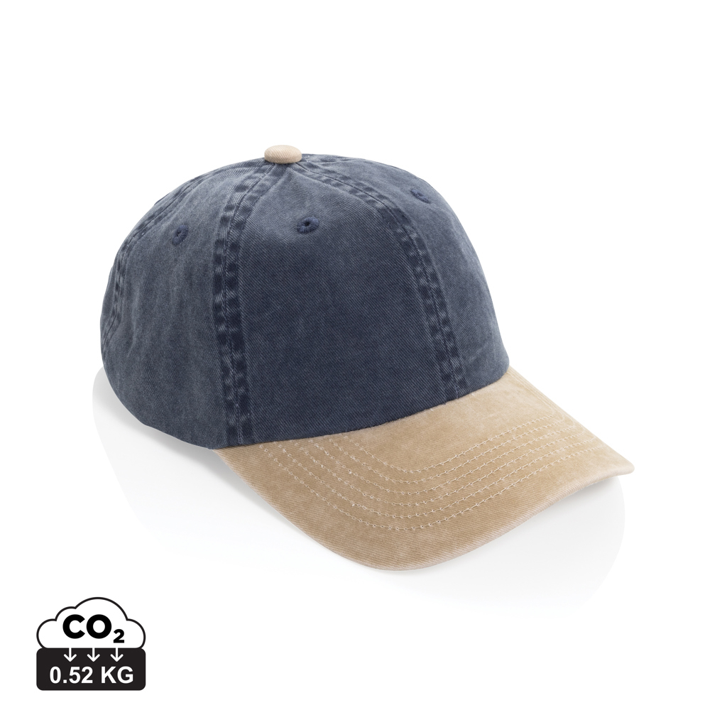 Casquette publicitaire bicolore 6 pans en coton recyclé Bleu marine
